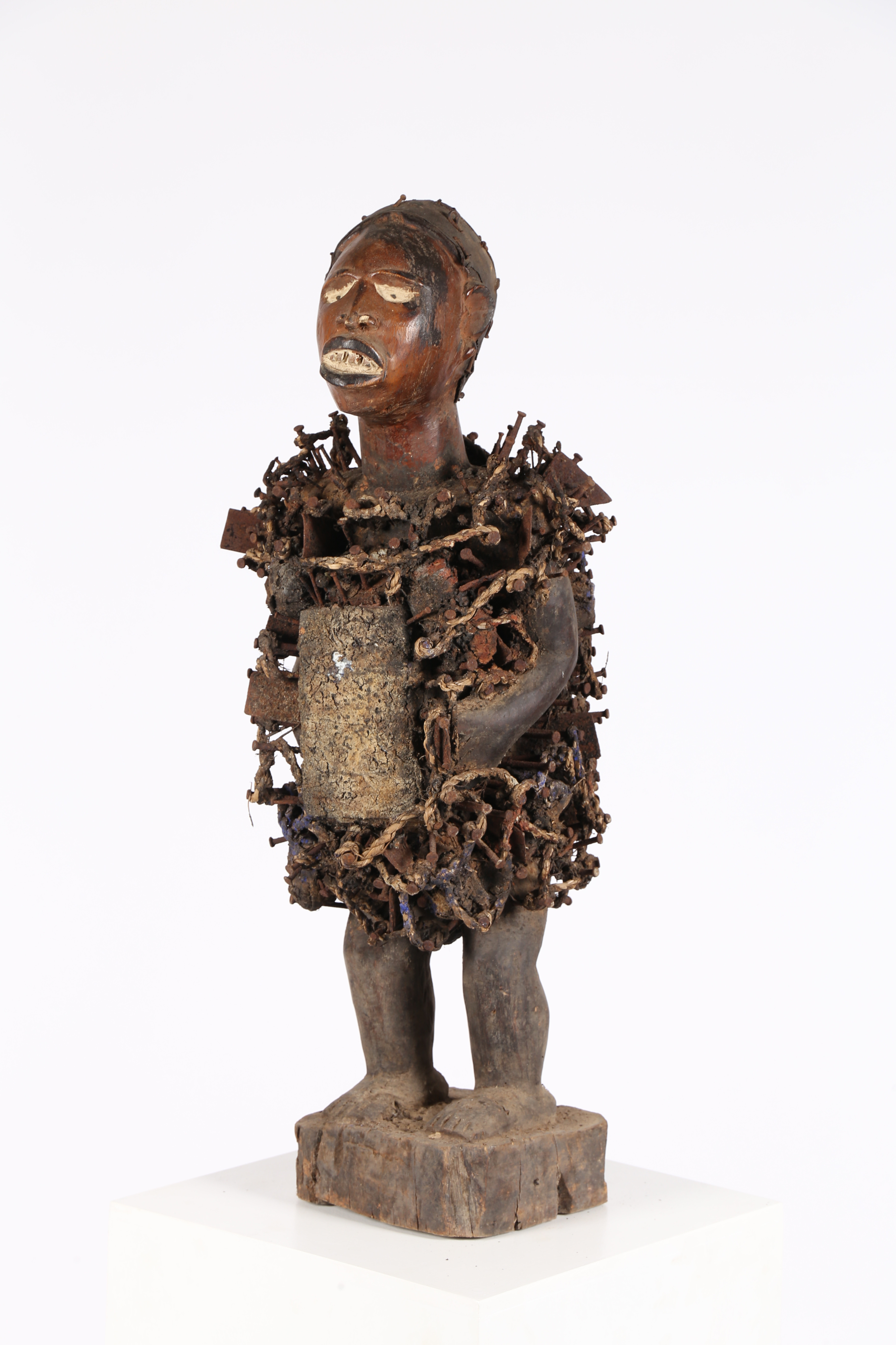 A LARGE BAKONGO NKISI NKONDI NAIL FETISH FIGURE, FROM THE BANTU PEOPLE OF THE DEMOCRATIC REPUBLIC OF - Image 6 of 10