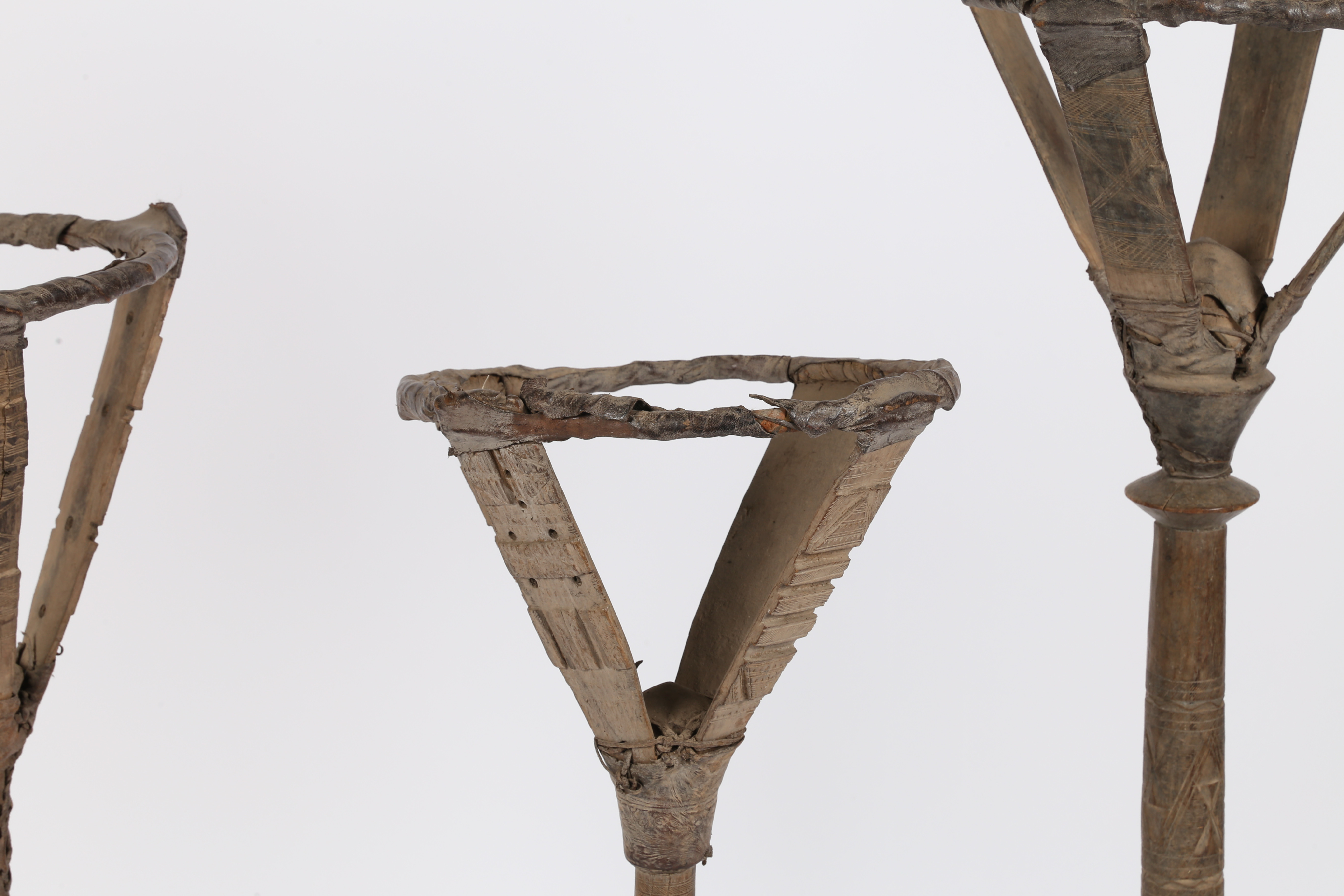 THREE TUAREG TORCHERES OR BOWL STANDS. - Image 6 of 11