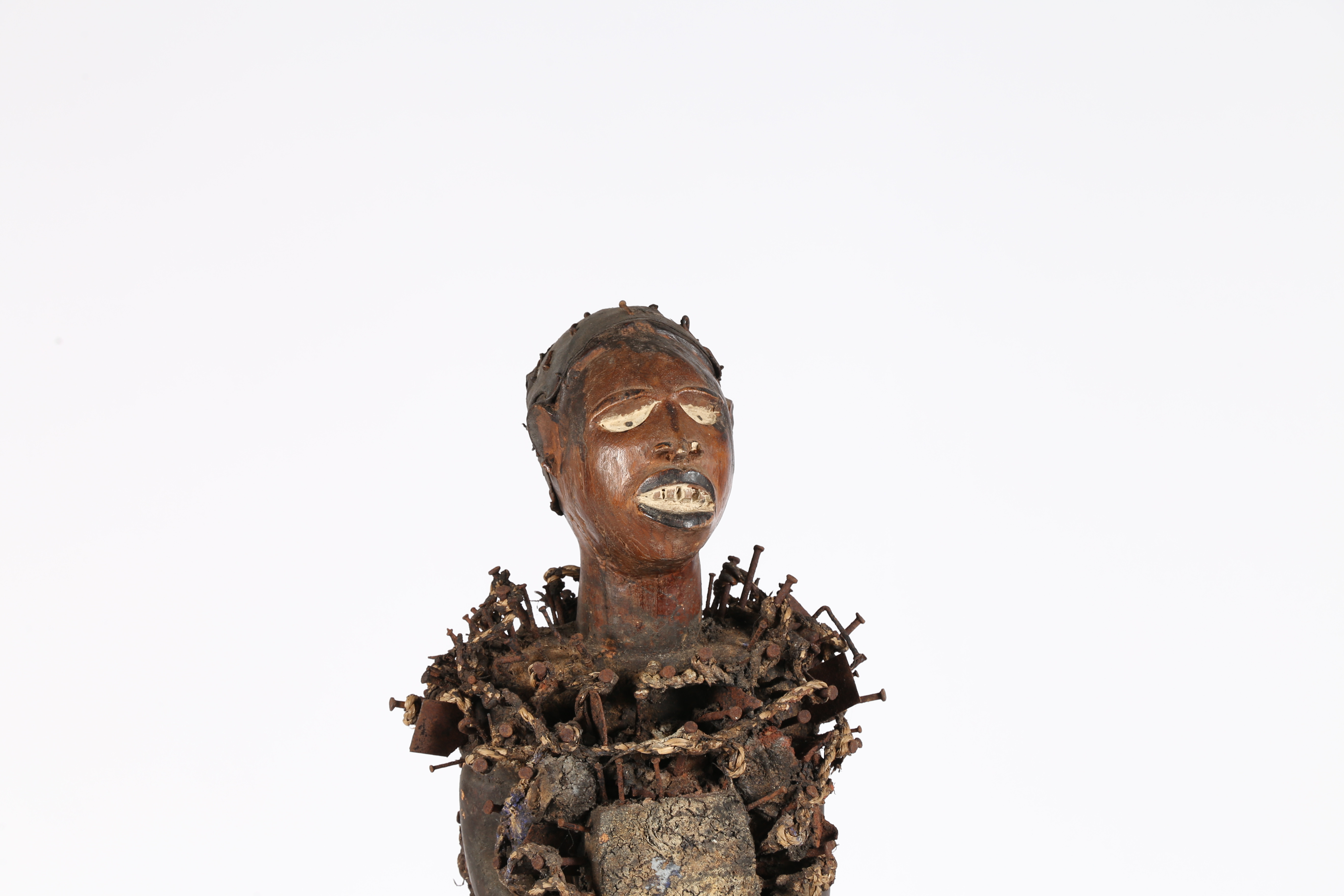 A LARGE BAKONGO NKISI NKONDI NAIL FETISH FIGURE, FROM THE BANTU PEOPLE OF THE DEMOCRATIC REPUBLIC OF - Image 2 of 10