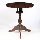 AN EARLY 18TH CENTURY OAK BIRD-CAGE TRIPOD TABLE, ENGLISH, CIRCA 1700-20.