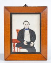 A 19TH CENTURY ENGLISH 'NAIVE SCHOOL' PORTRAIT MINIATURE.