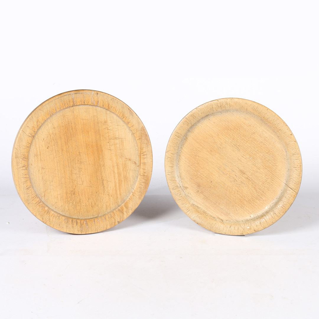 TWO 18TH CENTURY SYCAMORE PLATES OR PLATTERS, ENGLISH.