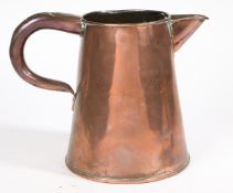 A LARGE GEORGE III SEAMED COPPER ALE JUG, INSCRIBED AND DATED 1811.