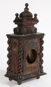 AN INTERESTING MID-18TH CENTURY OAK POCKETWATCH CASE, DATED 1743.