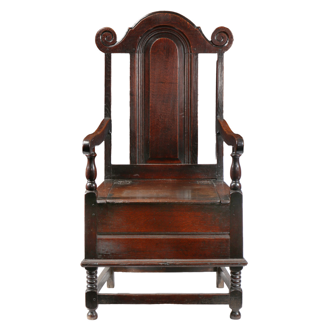 AN UNUSUAL WILLIAM & MARY OAK BOX-SEATED ARMCHAIR, CIRCA 1690. - Image 2 of 4