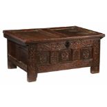 A RARE & GOOD ELIZABETH I OAK TABLE-BOX, CIRCA 1580.