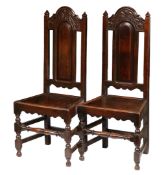 A PAIR OF WILLIAM & MARY OAK HIGH-BACK CHAIRS, LANCASHIRE, CIRCA 1690.