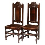 A PAIR OF WILLIAM & MARY OAK HIGH-BACK CHAIRS, LANCASHIRE, CIRCA 1690.