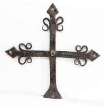 AN IRON PROCESSIONAL CROSS, PROBABLY 17TH CENTURY.