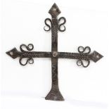 AN IRON PROCESSIONAL CROSS, PROBABLY 17TH CENTURY.