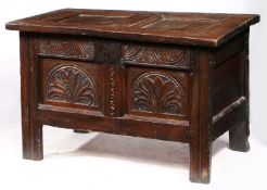 A SMALL CHARLES I OAK COFFER, WEST COUNTRY, CIRCA 1630.