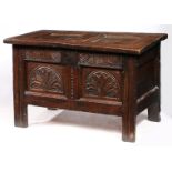 A SMALL CHARLES I OAK COFFER, WEST COUNTRY, CIRCA 1630.