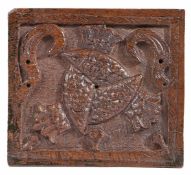 A MID-16TH CENTURY CARVED OAK PANEL, ENGLISH, CIRCA 1540-60.