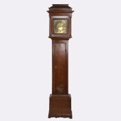 A GEORGE III OAK 30-HOUR LONGCASE CLOCK, THE SQUARE BRASS DIAL SIGNED 'FRANS OVERALL, WELLINGBOROUGH