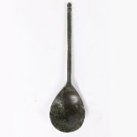 A RARE 13TH/14TH CENTURY LATTEN FILED PROTO-ACORN KNOP SPOON, ENGLISH.