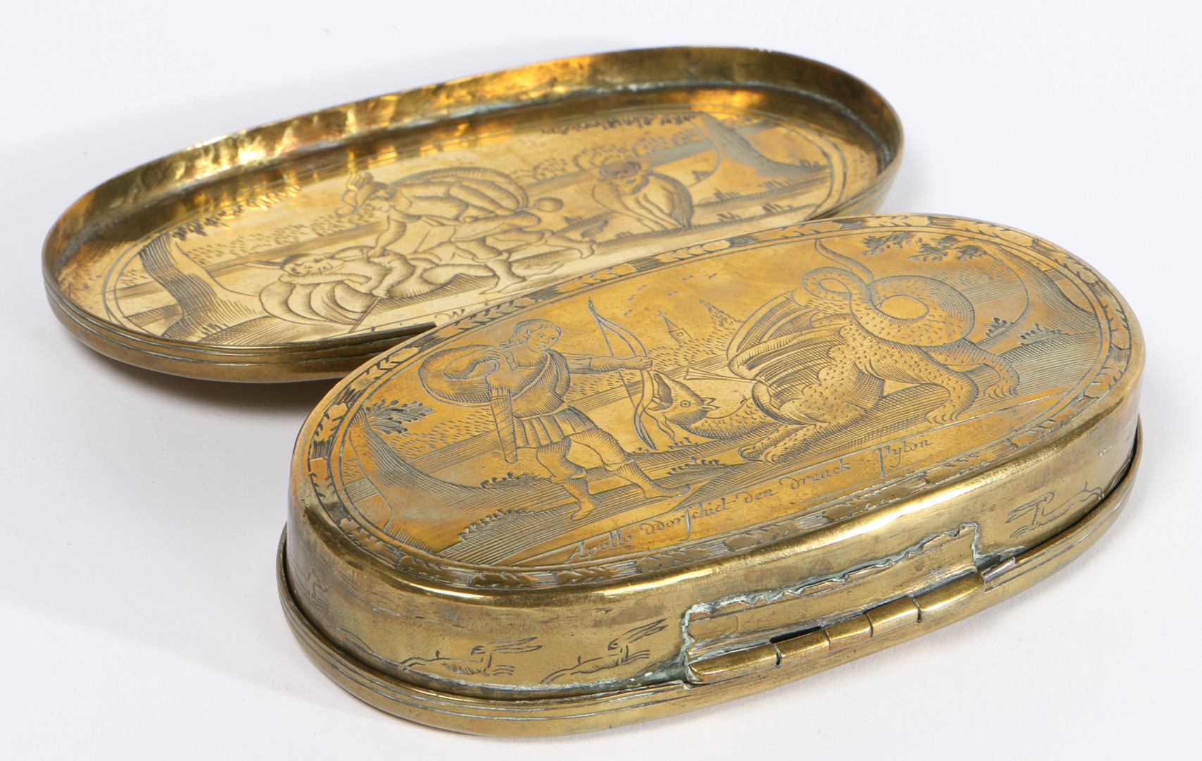 A MID-18TH CENTURY BRASS DOUBLE-LIDDED SNUFF BOX, DUTCH. - Image 2 of 9