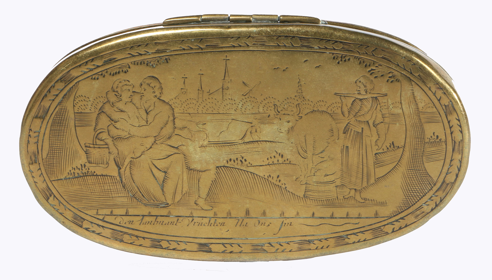 A MID-18TH CENTURY BRASS DOUBLE-LIDDED SNUFF BOX, DUTCH. - Image 3 of 9