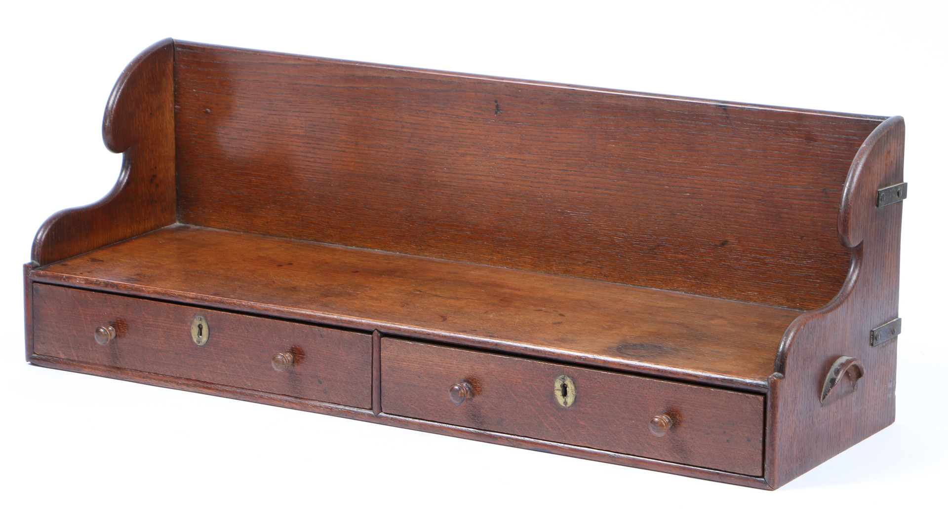 A LATE 19TH CENTURY OAK PORTABLE BOOKSHELF/BOOK-CARRY. - Bild 2 aus 4