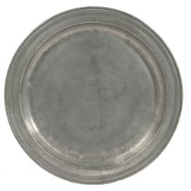 A QUEEN ANNE PEWTER MULTI-REED NARROW RIM PLATE, BRISTOL, CIRCA 1710.