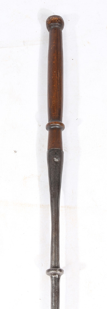 A BRASS, IRON AND FRUITWOOD SKIMMER, RARE MAKER STAMPED AND DATED 1790. - Image 2 of 7