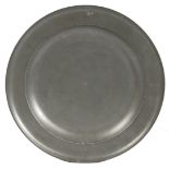 A GEORGE II PEWTER SINGLE-REED DISH, CIRCA 1740.