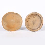 TWO 18TH CENTURY SYCAMORE PLATES OR PLATTERS, ENGLISH.