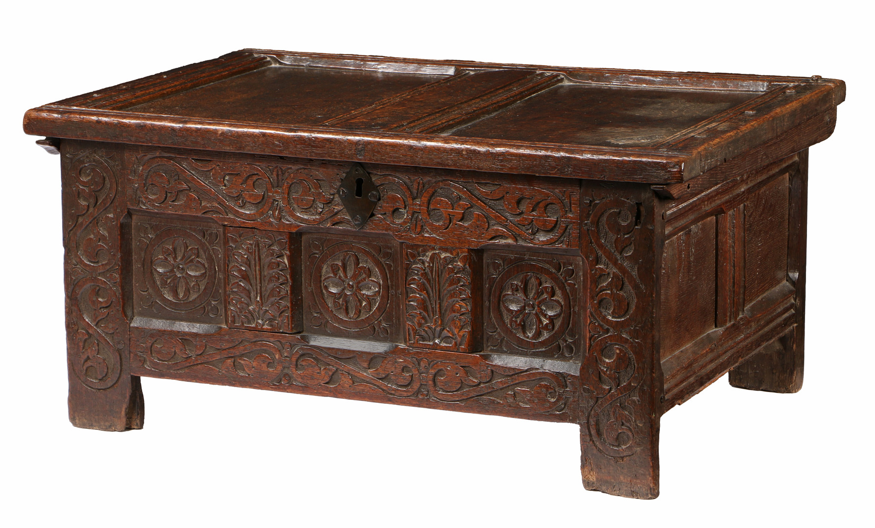A RARE & GOOD ELIZABETH I OAK TABLE-BOX, CIRCA 1580. - Image 2 of 3