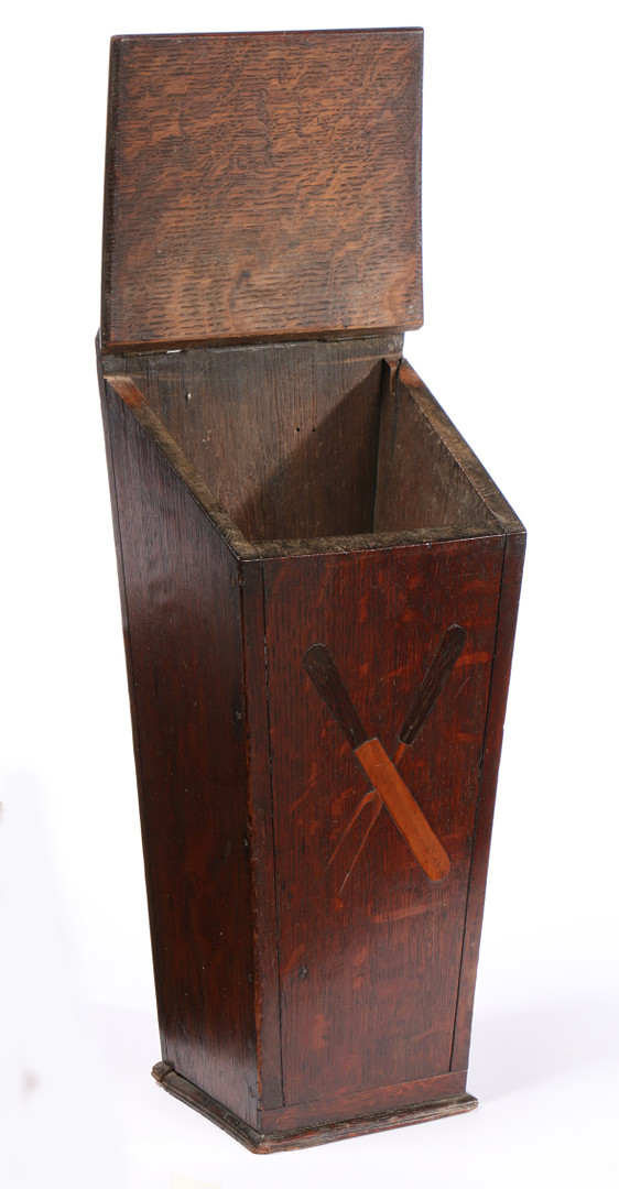 A GEORGE III OAK AND INLAID MURAL CUTLERY BOX, WELSH, CIRCA 1800. - Image 2 of 3