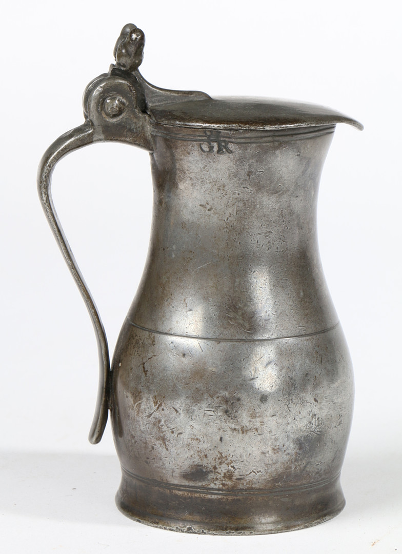 A GEORGE III PEWTER HALF-PINT JERSEY MEASURE, CIRCA 1780.