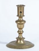 A LATE 17TH CENTURY BRASS SOCKET CANDLESTICK, CIRCA 1690.