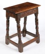 A CHARLES I OAK JOINT STOOL, CIRCA 1640.