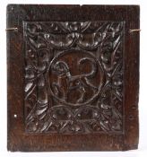 A GOOD MID-16TH CENTURY CARVED OAK PANEL, ENGLISH, CIRCA 1540-60.