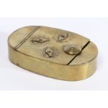 A 19TH CENTURY BRASS COMBINATION SNUFF BOX, ENGLISH. CIRCA 1830.