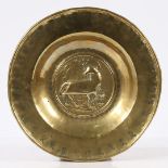 A RARE SIZE 16TH CENTURY BRASS ALMS DISH, NUREMBERG, CIRCA 1500-50.