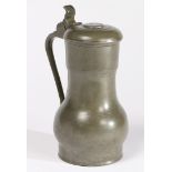 A PEWTER 'REMBRANDT-TYPE' FLAGON, DUTCH, CIRCA 1700.