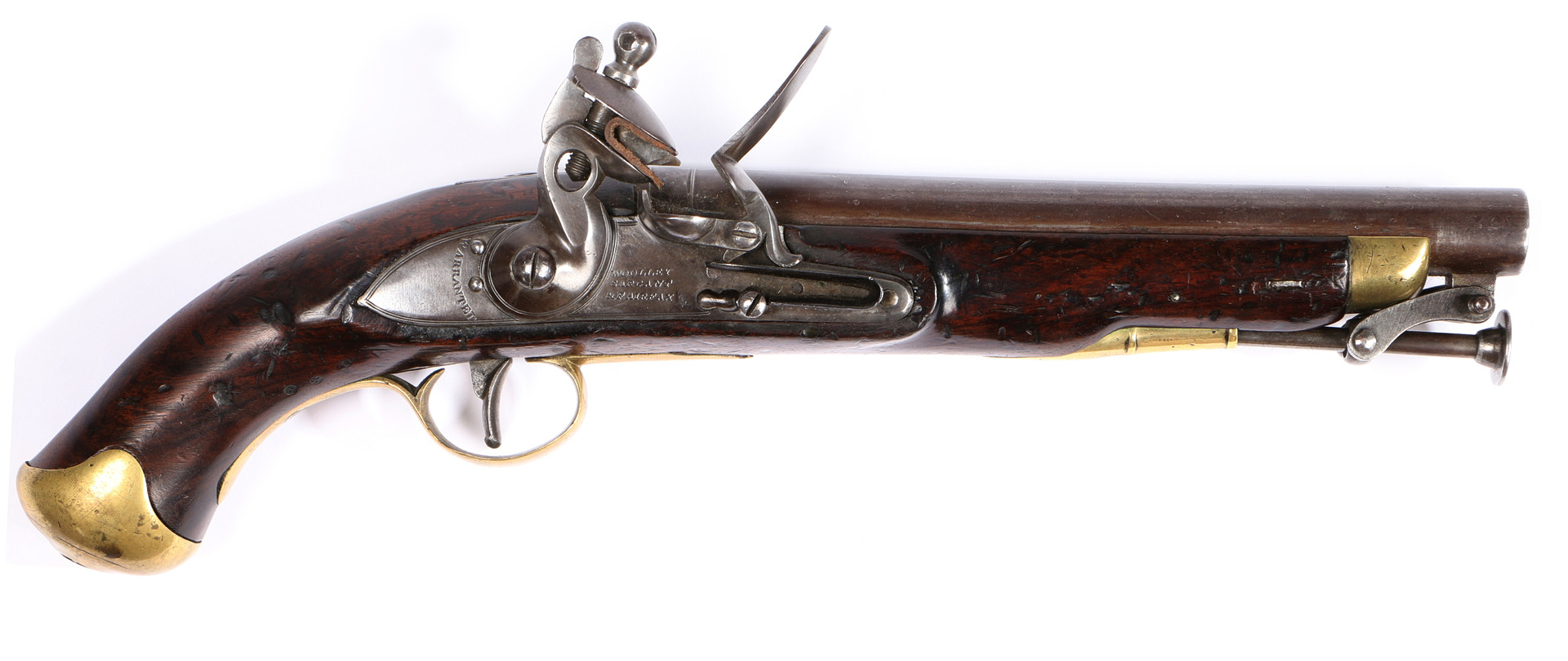 AN EARLY 19TH CENTURY FLINTLOCK PISTOL BY WOOLEY, SARGANT & FAIRFAX, ENGLISH.