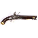 AN EARLY 19TH CENTURY FLINTLOCK PISTOL BY WOOLEY, SARGANT & FAIRFAX, ENGLISH.