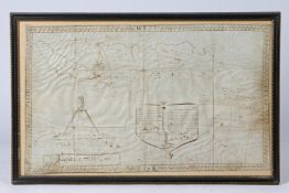 A CHARLES II PEN AND INK LANDMAP, ENGLISH, DATED 1684.