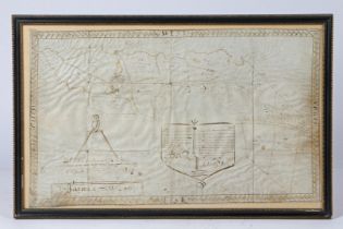 A CHARLES II PEN AND INK LANDMAP, ENGLISH, DATED 1684.