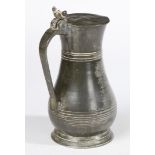 A GEORGE III PEWTER PINT GUERNSEY MEASURE, SOUTHAMPTON, CIRCA 1760.