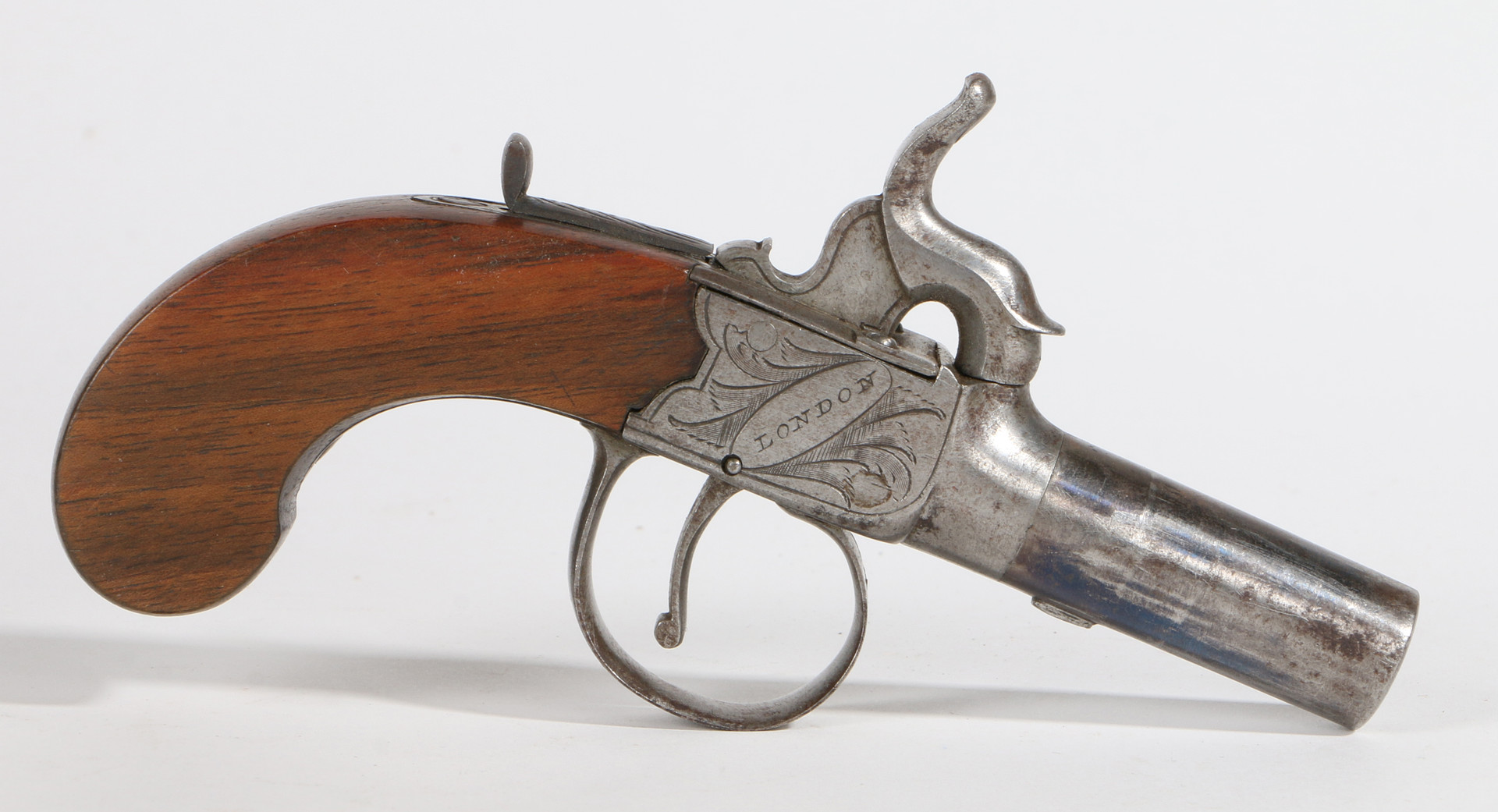 A 19TH CENTURY PERCUSSION BOXLOCK PISTOL BY SMITH OF LONDON.