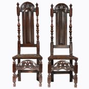 A PAIR OF WILLIAM & MARY OAK HIGH-BACK SIDE CHAIRS, NORTH COUNTRY, CIRCA 1690.