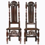 A PAIR OF WILLIAM & MARY OAK HIGH-BACK SIDE CHAIRS, NORTH COUNTRY, CIRCA 1690.