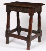 A CHARLES I OAK JOINT STOOL, WEST COUNTRY, CIRCA 1630.