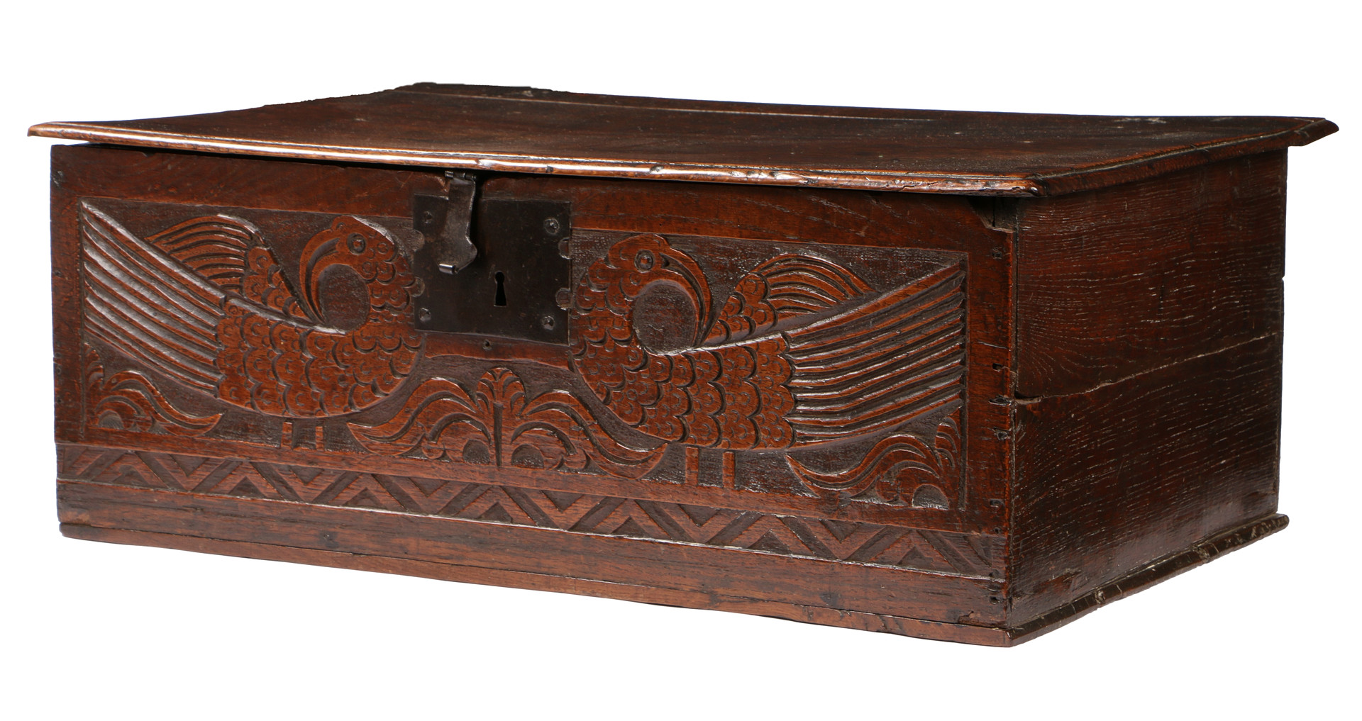 A CHARLES II BOARDED OAK BOX, CIRCA 1670. - Image 2 of 3