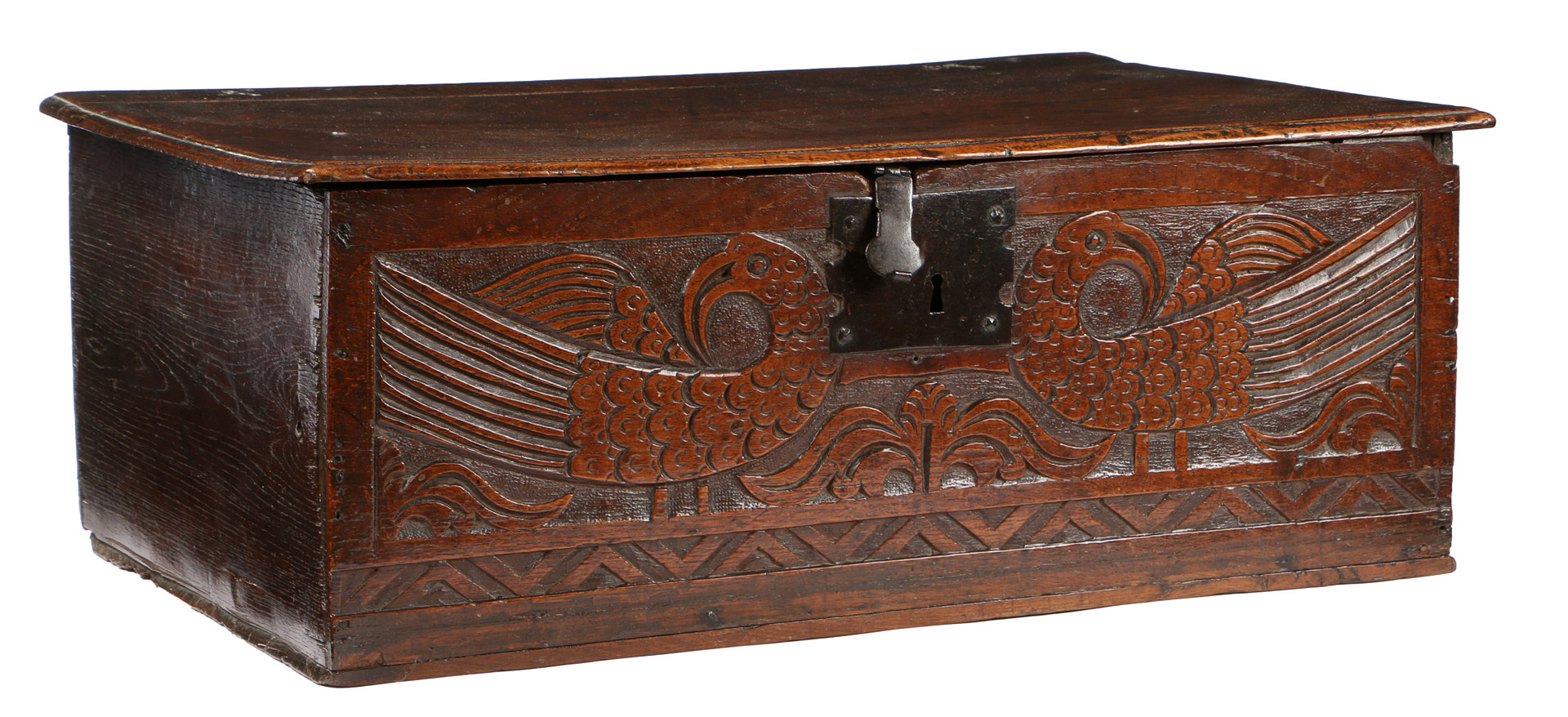 A CHARLES II BOARDED OAK BOX, CIRCA 1670. - Image 3 of 3