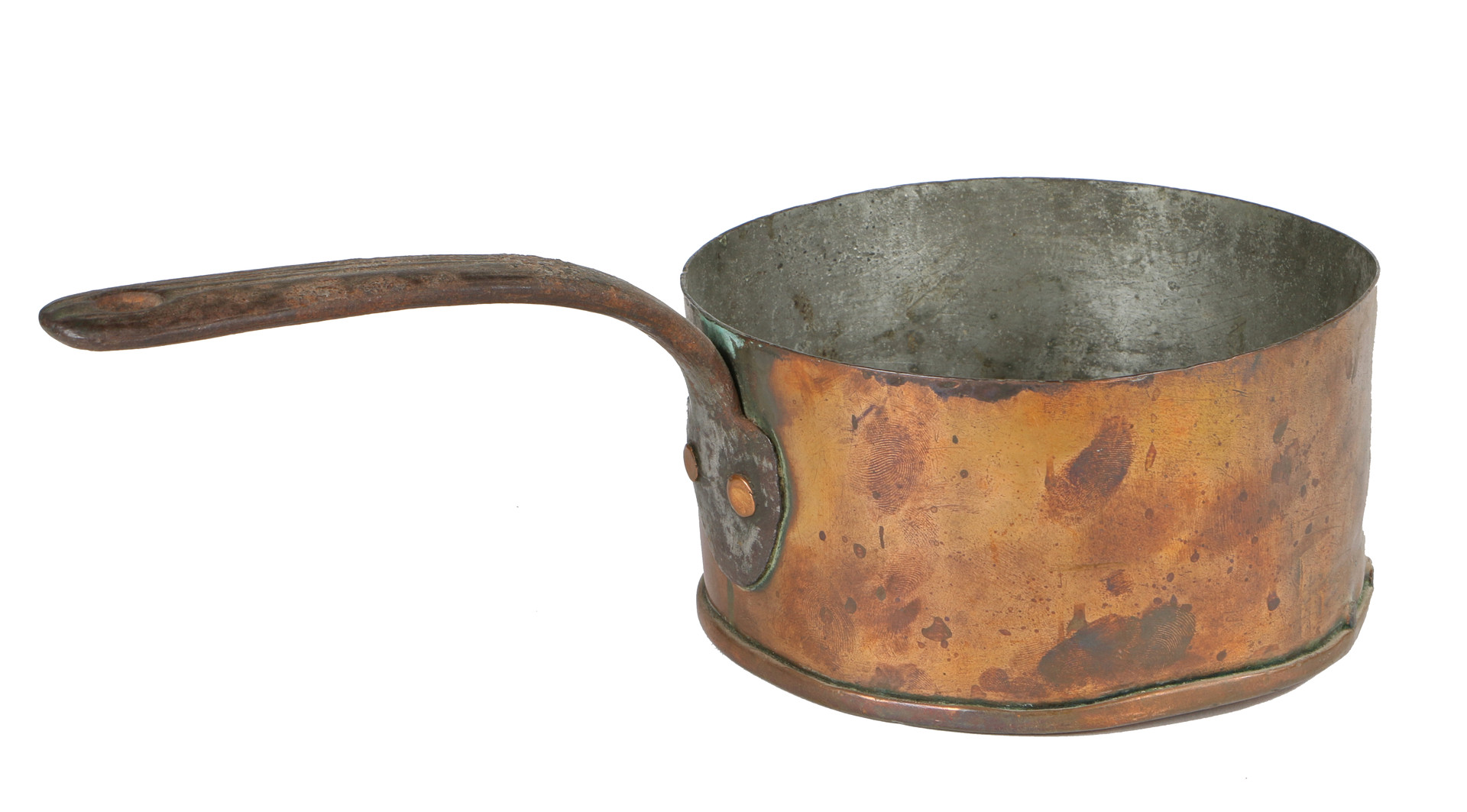 A SMALL19TH CENTURY COPPER PAN, ENGLISH. - Image 2 of 3