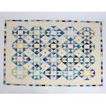 A STUNNING BLUE HANDMADE PATCH WORK QUILT