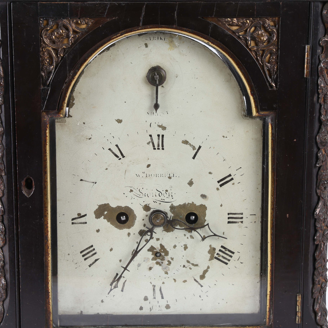 A GEORGE III EBONISED TABLE CLOCK, CIRCA 1760. - Image 4 of 10