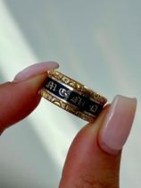 Antique C.1845 Black Enamel Mourning Band Ring in 18ct Gold